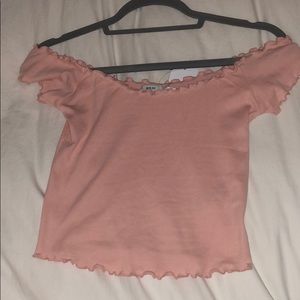 Off-The-Shoulder Pink Crop Top